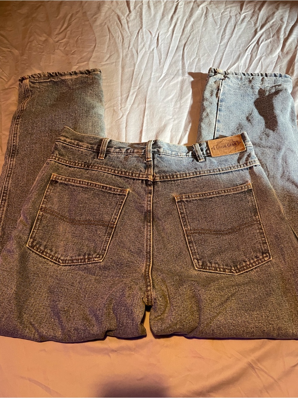 Men's Light Wash Denim Fleece Lined Jeans